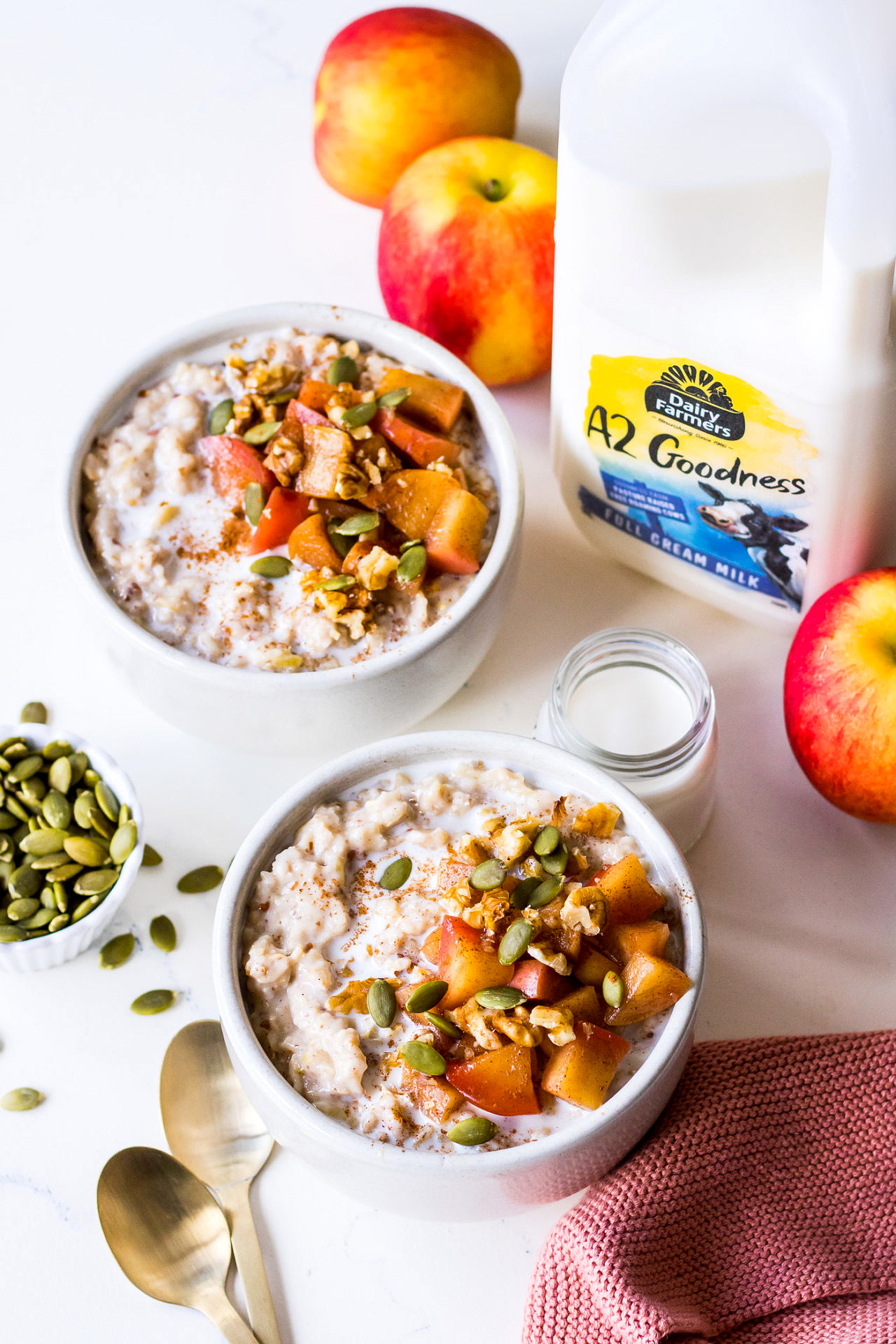 Dairy Farmers A2 Goodness Milk recipe - apple cinnamon porridge
