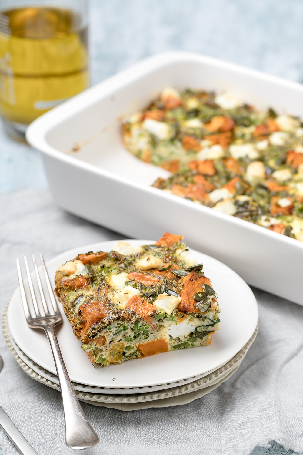 Sweet potato, broccoli and feta frittata