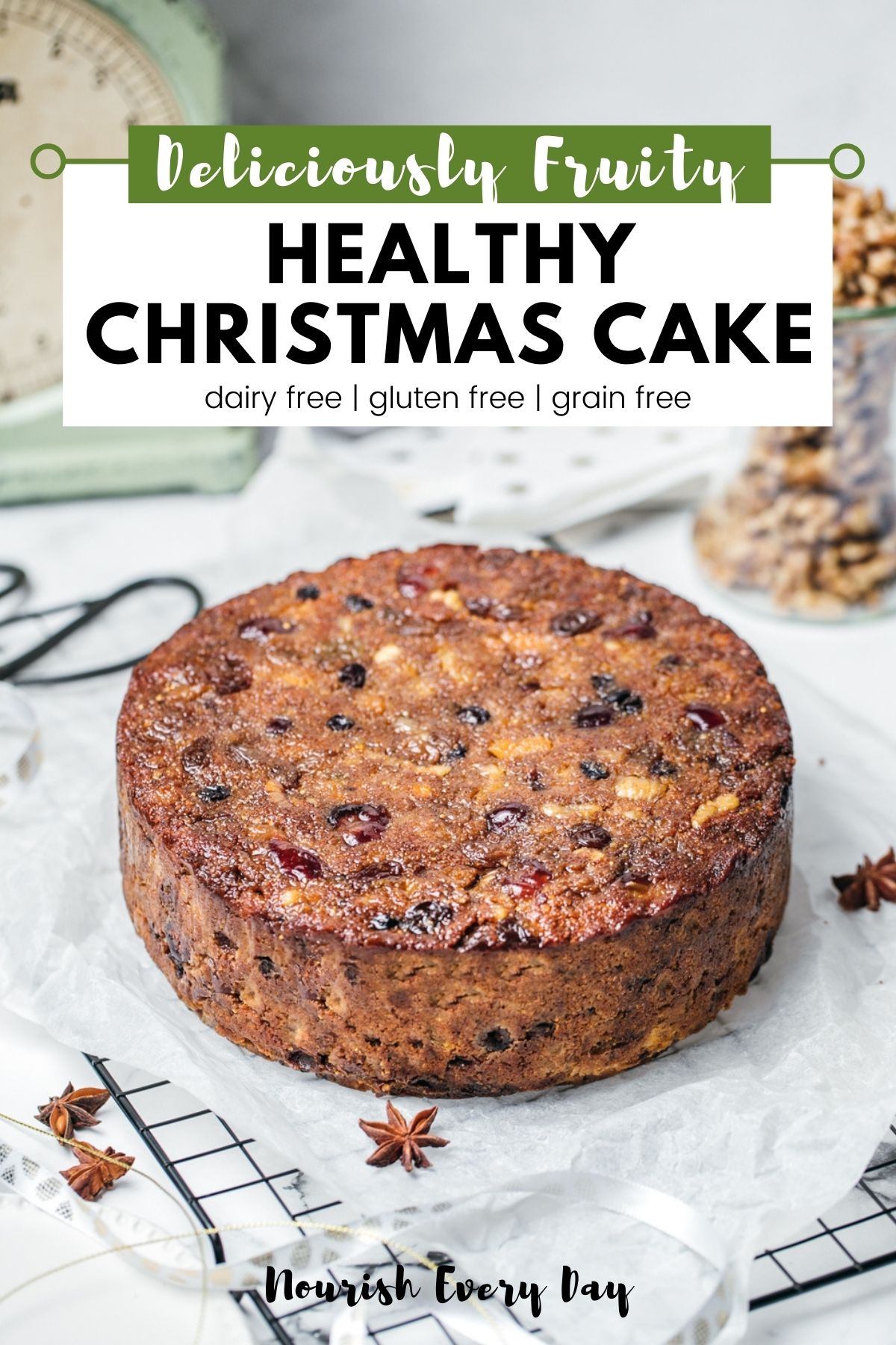 Healthy Christmas Fruit Cake Recipe Pin Nourish Every Day