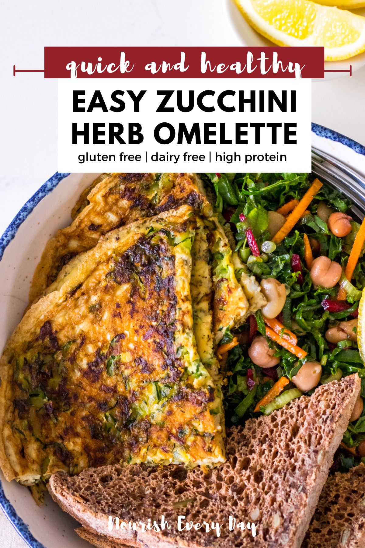 Zucchini Herb Omelette Recipe Pin Image