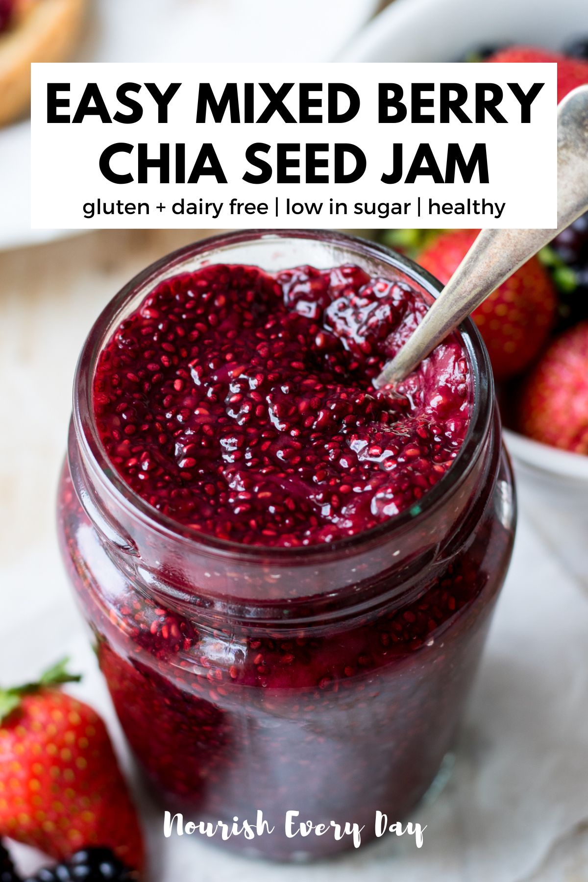 Berry Chia Seed Jam Image Recipe Pin by Nourish Everyday blog