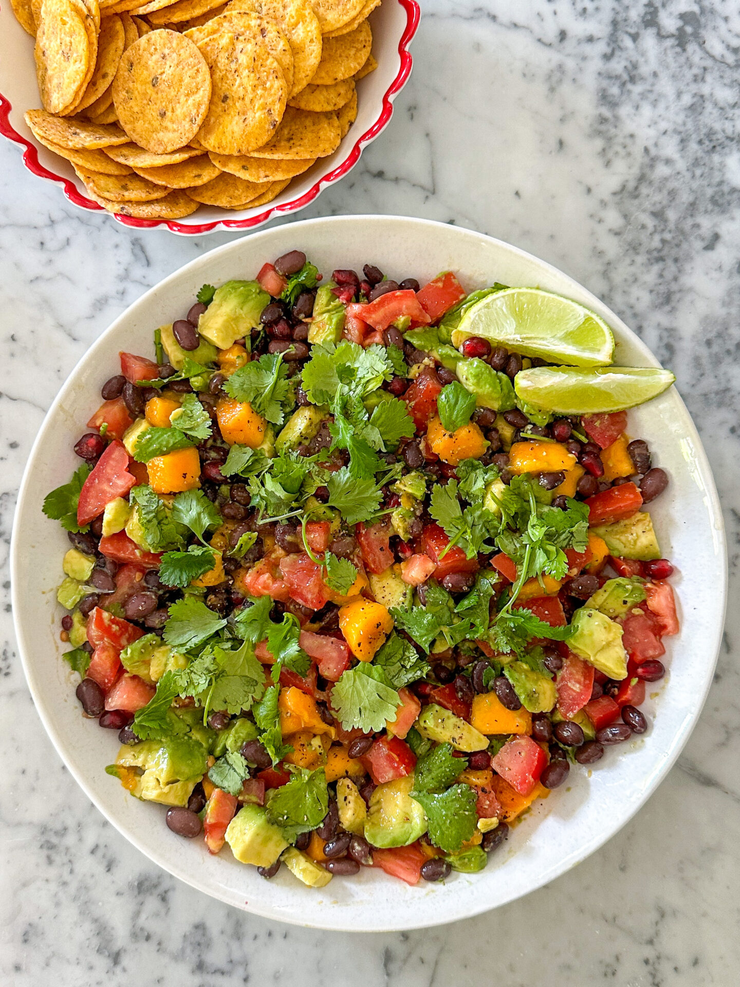 Vegan cowgirl caviar black bean dip recipe with mango and avocado.