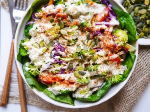 This yoghurt tahini sauce recipe is so versatile and can be used as a dressing or a dip. Gluten free and sugar free, it's so easy and goes with everything! Recipe via wordpress-6440-15949-223058.cloudwaysapps.com