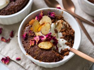 Almond Chocolate Mug Cake {gluten free, grain free, dairy free} - this recipe uses almond meal and cacao to make a dead easy healthier chocolate mug cake!