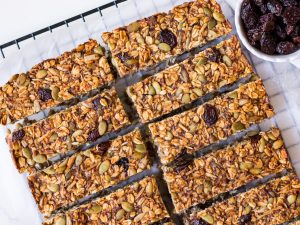 Vegan banana bread muesli bar recipe by Nourish Every Day