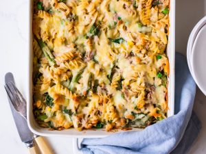 Healthier creamy tuna pasta bake recipe by Nourish Every Day
